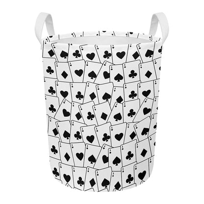 Ace Playing Cards Pattern Print Round Laundry Basket