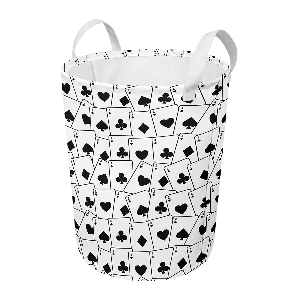 Ace Playing Cards Pattern Print Round Laundry Basket