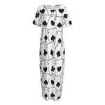 Ace Playing Cards Pattern Print Short Sleeve Long Nightdress