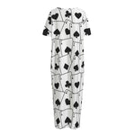 Ace Playing Cards Pattern Print Short Sleeve Long Nightdress