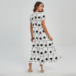 Ace Playing Cards Pattern Print Short Sleeve Maxi Dress