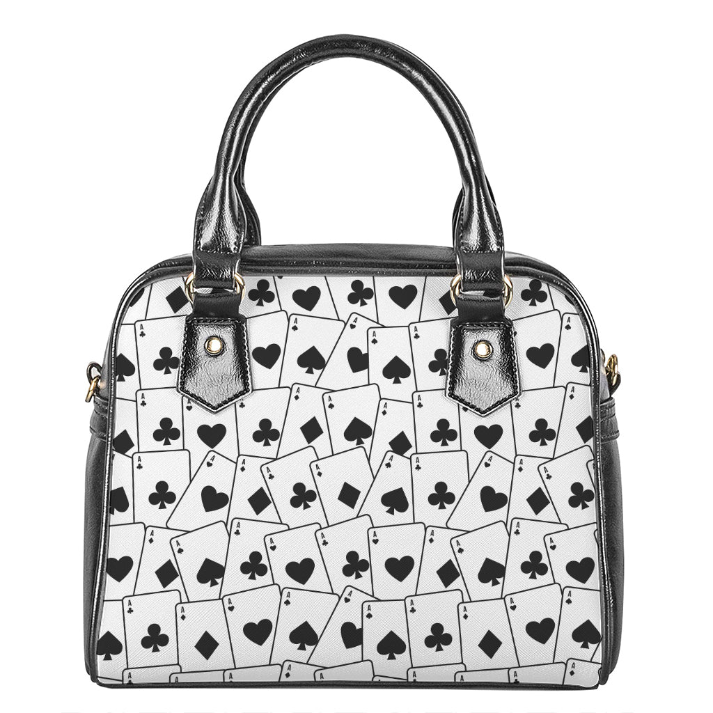 Ace Playing Cards Pattern Print Shoulder Handbag