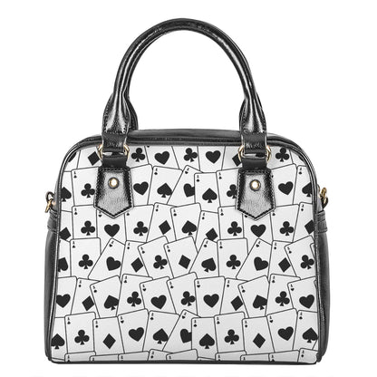 Ace Playing Cards Pattern Print Shoulder Handbag