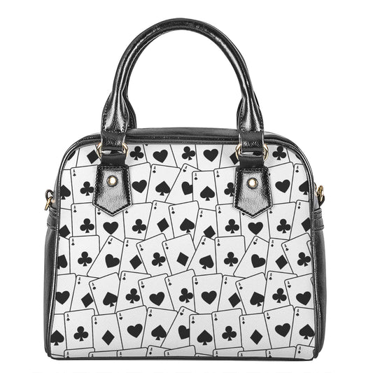 Ace Playing Cards Pattern Print Shoulder Handbag