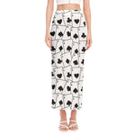 Ace Playing Cards Pattern Print Side Slit Maxi Skirt