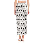 Ace Playing Cards Pattern Print Side Slit Maxi Skirt