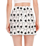 Ace Playing Cards Pattern Print Side Slit Mini Skirt