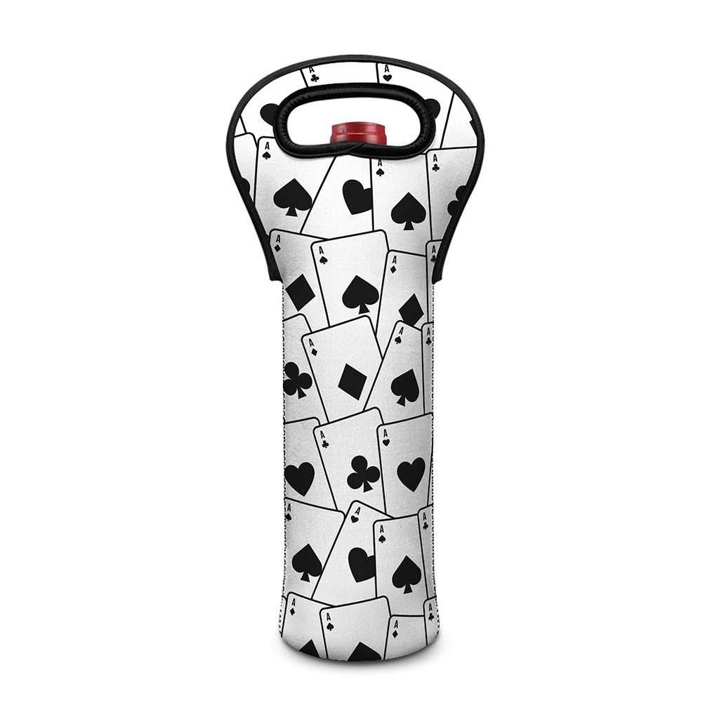 Ace Playing Cards Pattern Print Single Neoprene Wine Tote