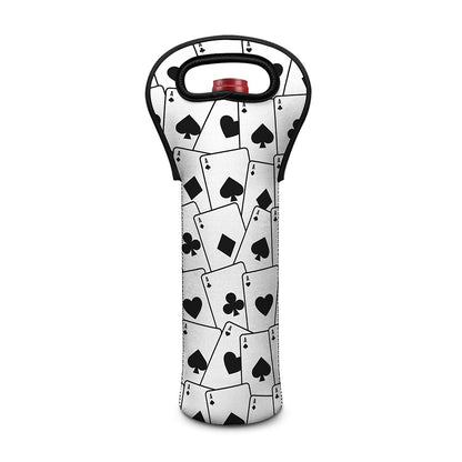 Ace Playing Cards Pattern Print Single Neoprene Wine Tote