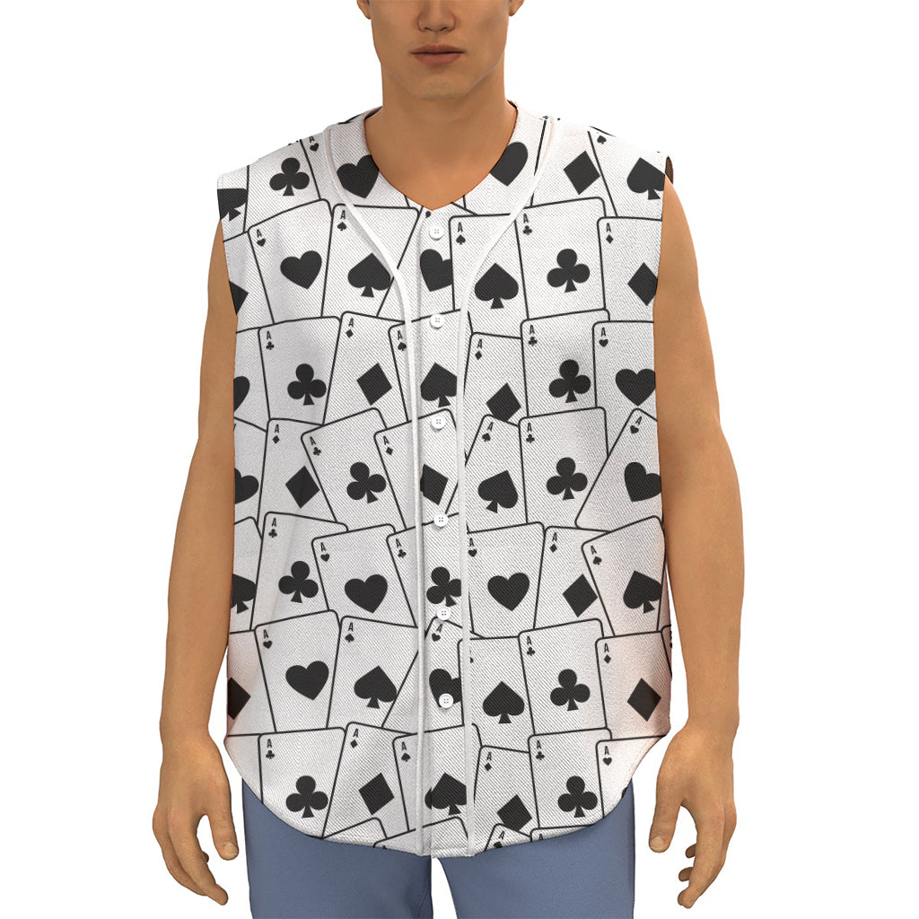 Ace Playing Cards Pattern Print Sleeveless Baseball Jersey
