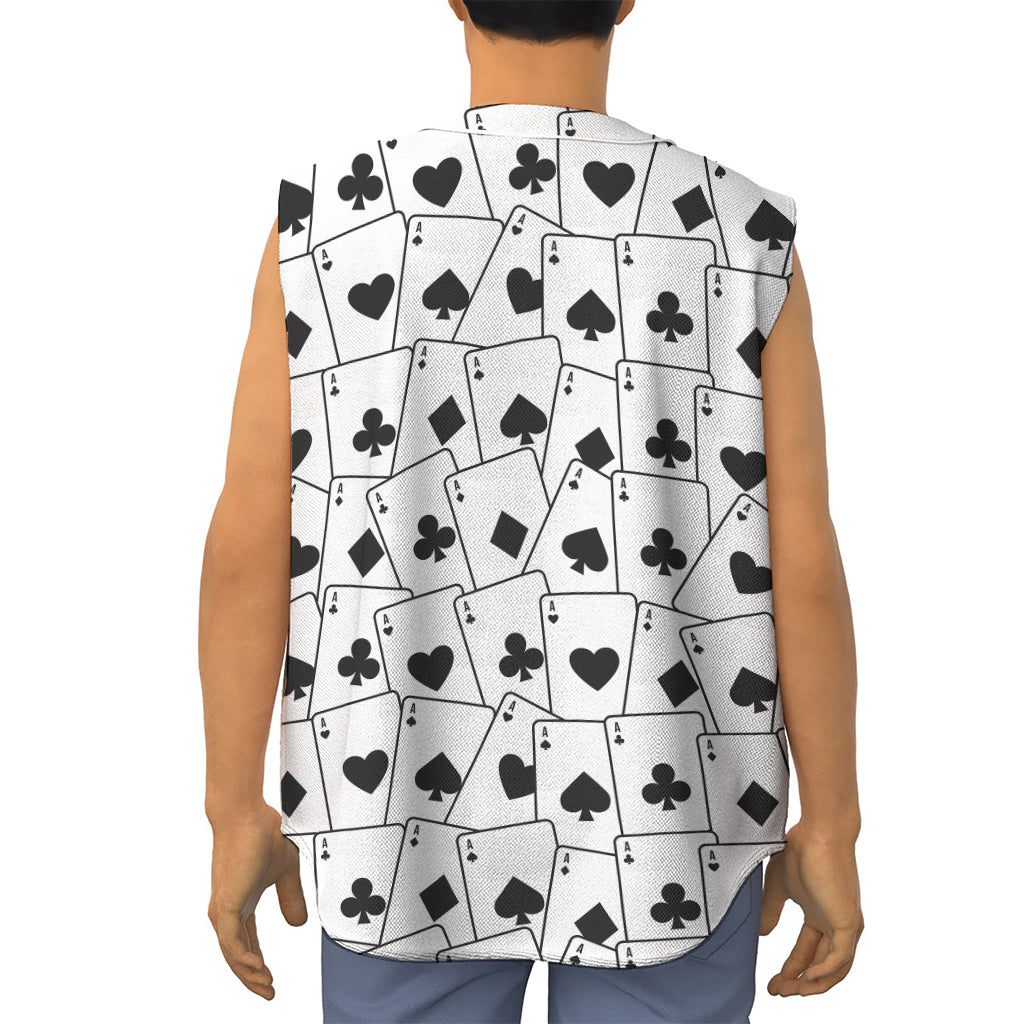 Ace Playing Cards Pattern Print Sleeveless Baseball Jersey