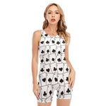 Ace Playing Cards Pattern Print Sleeveless One Piece Swimsuit