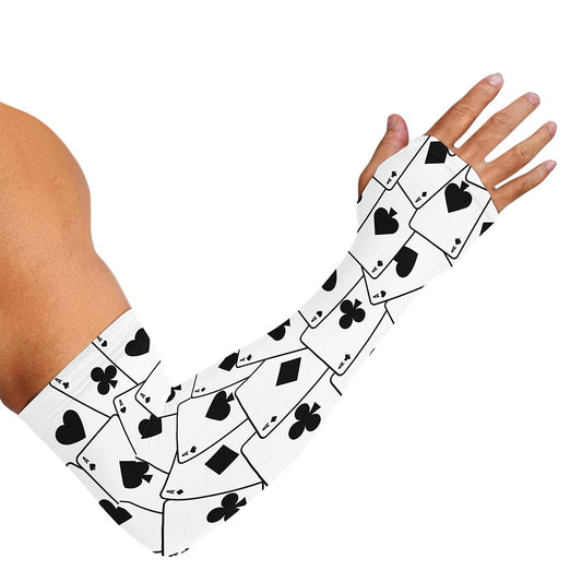Ace Playing Cards Pattern Print Sun Protection Arm Sleeves