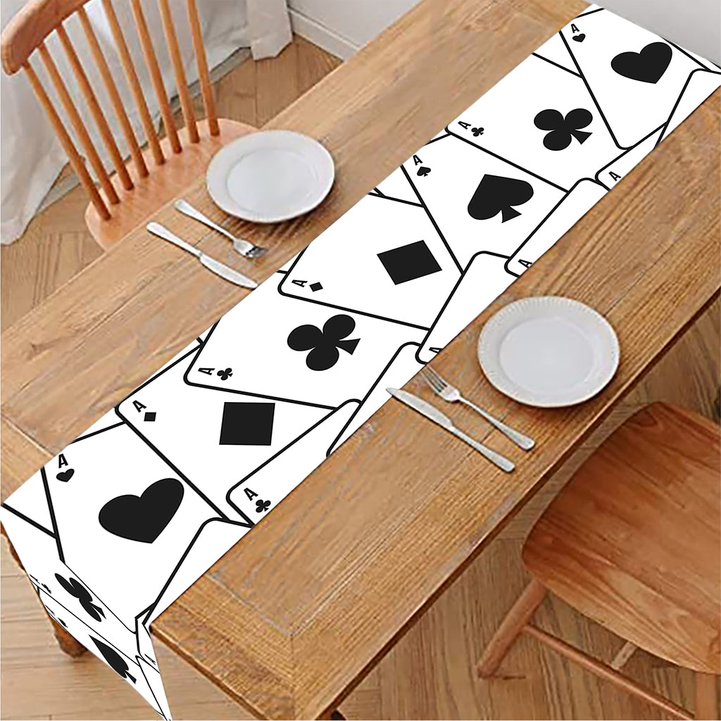 Ace Playing Cards Pattern Print Table Runner