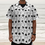 Ace Playing Cards Pattern Print Textured Short Sleeve Shirt