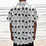 Ace Playing Cards Pattern Print Textured Short Sleeve Shirt