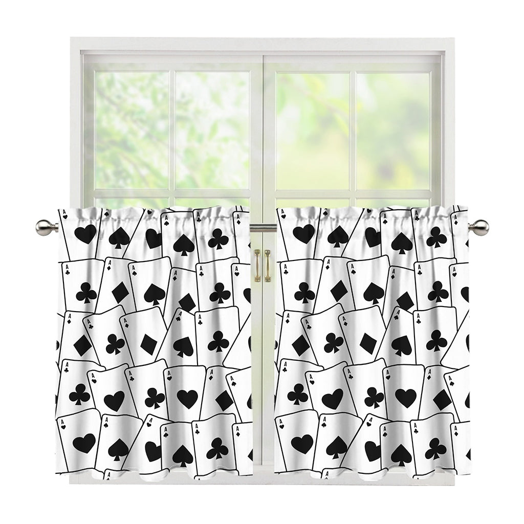 Ace Playing Cards Pattern Print Tier Curtains