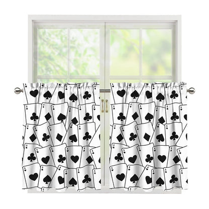 Ace Playing Cards Pattern Print Tier Curtains