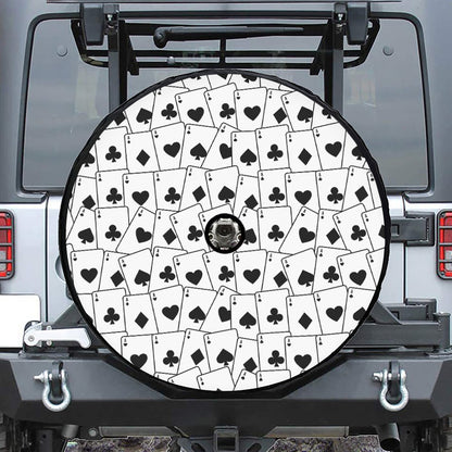 Ace Playing Cards Pattern Print Tire Cover With Camera Hole