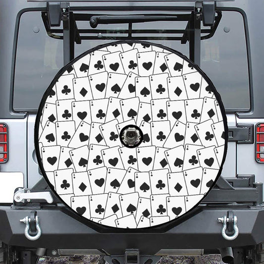 Ace Playing Cards Pattern Print Tire Cover With Camera Hole