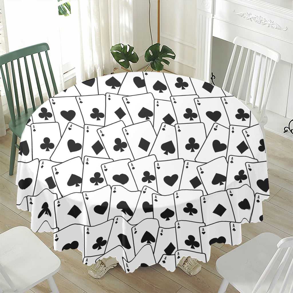 Ace Playing Cards Pattern Print Waterproof Round Tablecloth