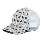 Ace Playing Cards Pattern Print White Mesh Trucker Cap