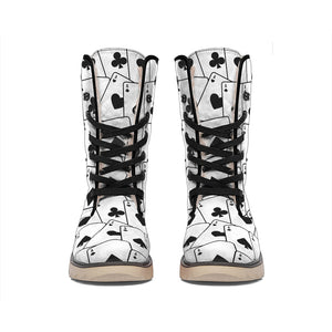 Ace Playing Cards Pattern Print Winter Boots