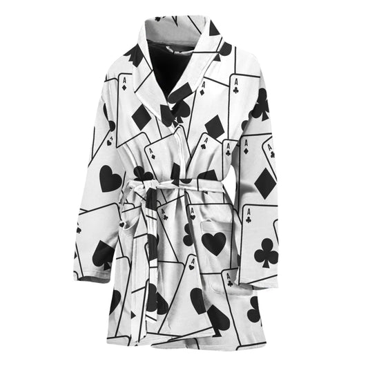 Ace Playing Cards Pattern Print Women's Bathrobe