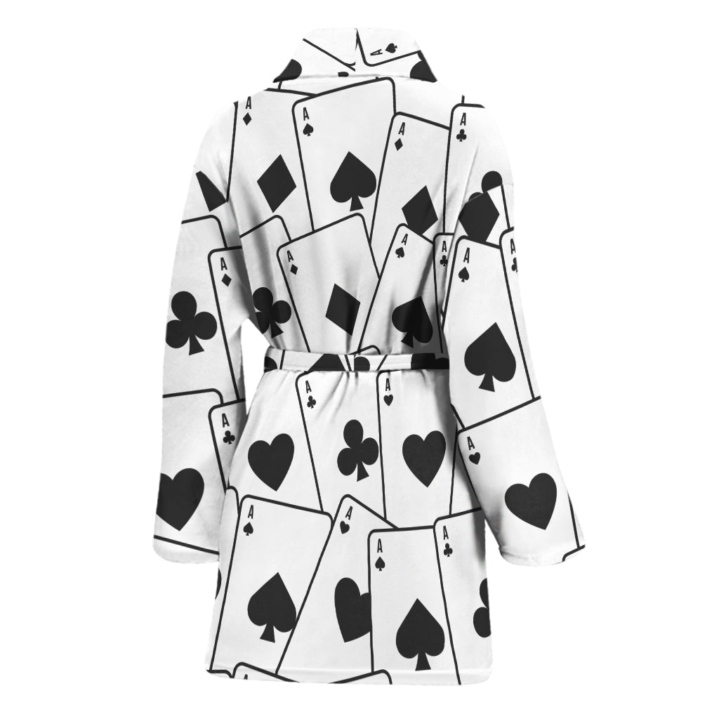 Ace Playing Cards Pattern Print Women's Bathrobe