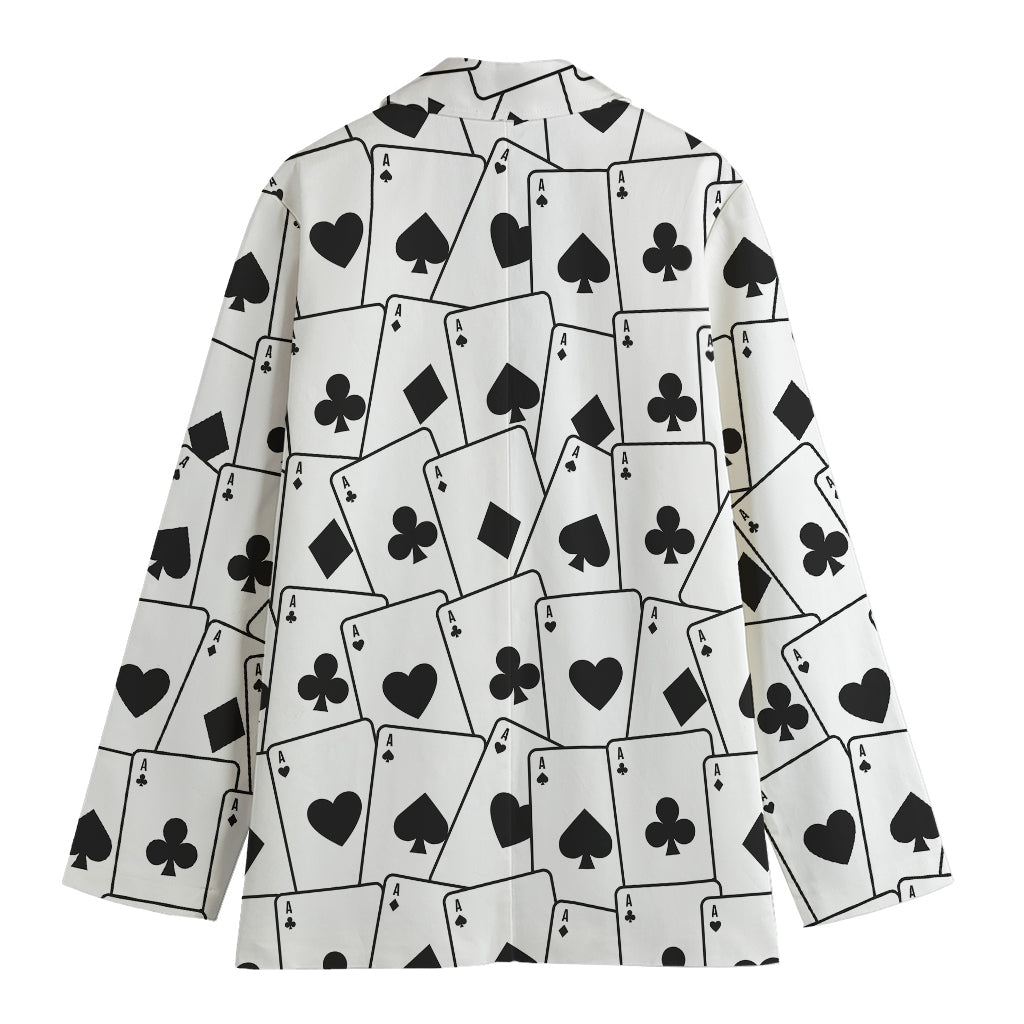 Ace Playing Cards Pattern Print Women's Blazer