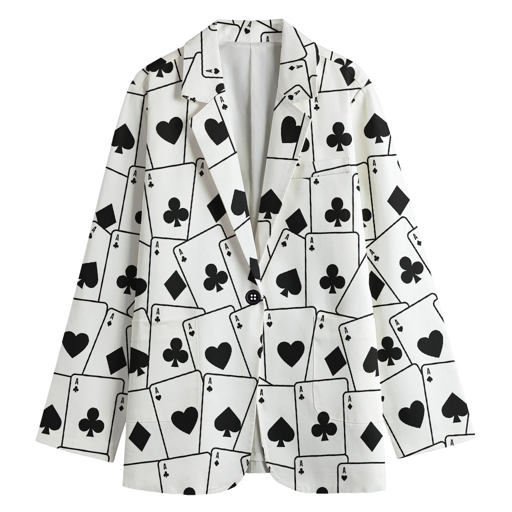 Ace Playing Cards Pattern Print Women's Cotton Blazer