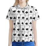 Ace Playing Cards Pattern Print Women's Polo Shirt