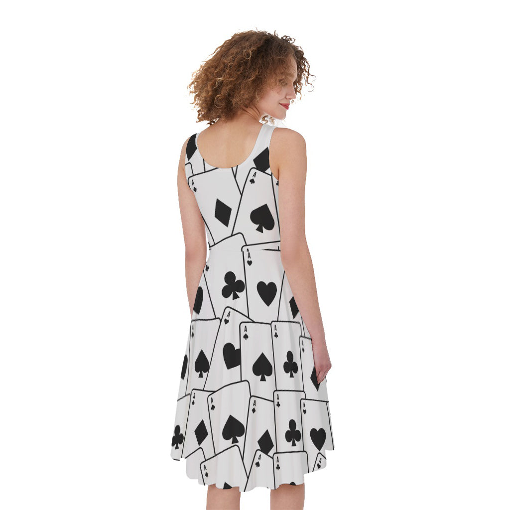 Ace Playing Cards Pattern Print Women's Sleeveless Dress