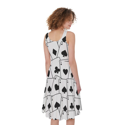 Ace Playing Cards Pattern Print Women's Sleeveless Dress