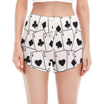 Ace Playing Cards Pattern Print Women's Split Running Shorts