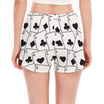 Ace Playing Cards Pattern Print Women's Split Running Shorts