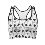 Ace Playing Cards Pattern Print Women's Sports Bra