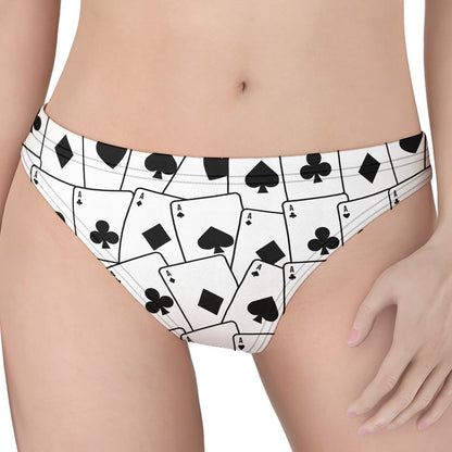 Ace Playing Cards Pattern Print Women's Thong