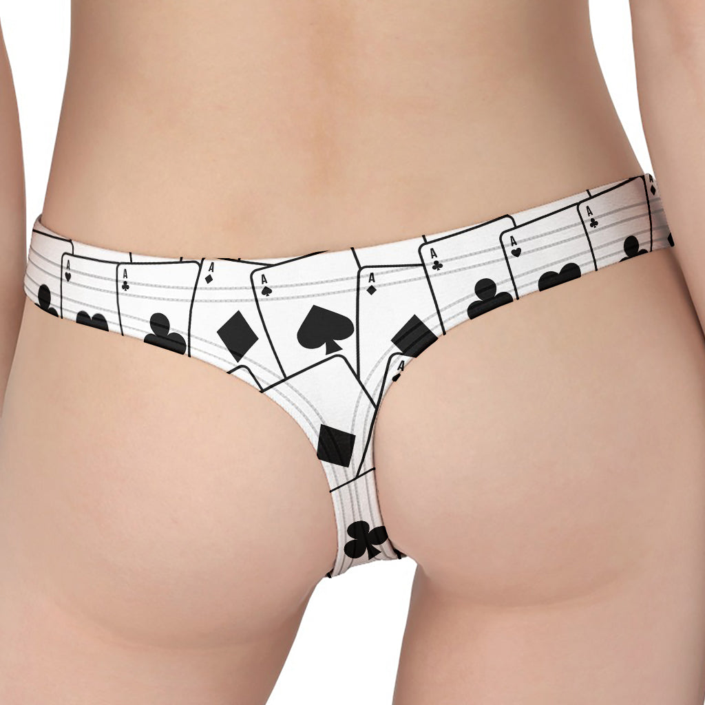 Ace Playing Cards Pattern Print Women's Thong
