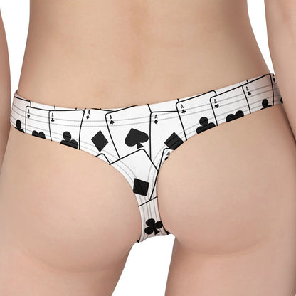 Ace Playing Cards Pattern Print Women's Thong