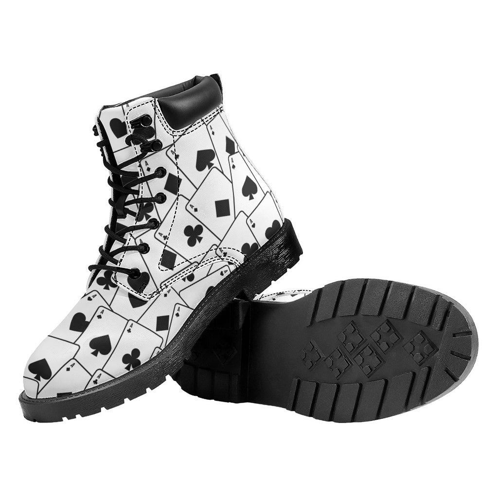 Ace Playing Cards Pattern Print Work Boots