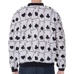 Ace Playing Cards Pattern Print Zip Sleeve Bomber Jacket