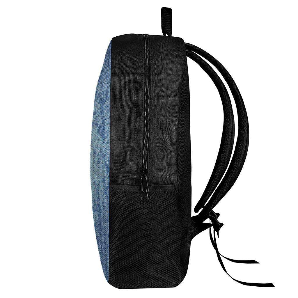 Acid Wash Denim Jeans Pattern Print 17 Inch Backpack
