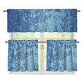 Acid Wash Denim Jeans Pattern Print 3 Piece Kitchen Curtains