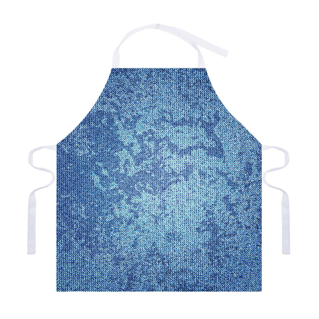 Acid Wash Denim Jeans Pattern Print Adjustable Apron