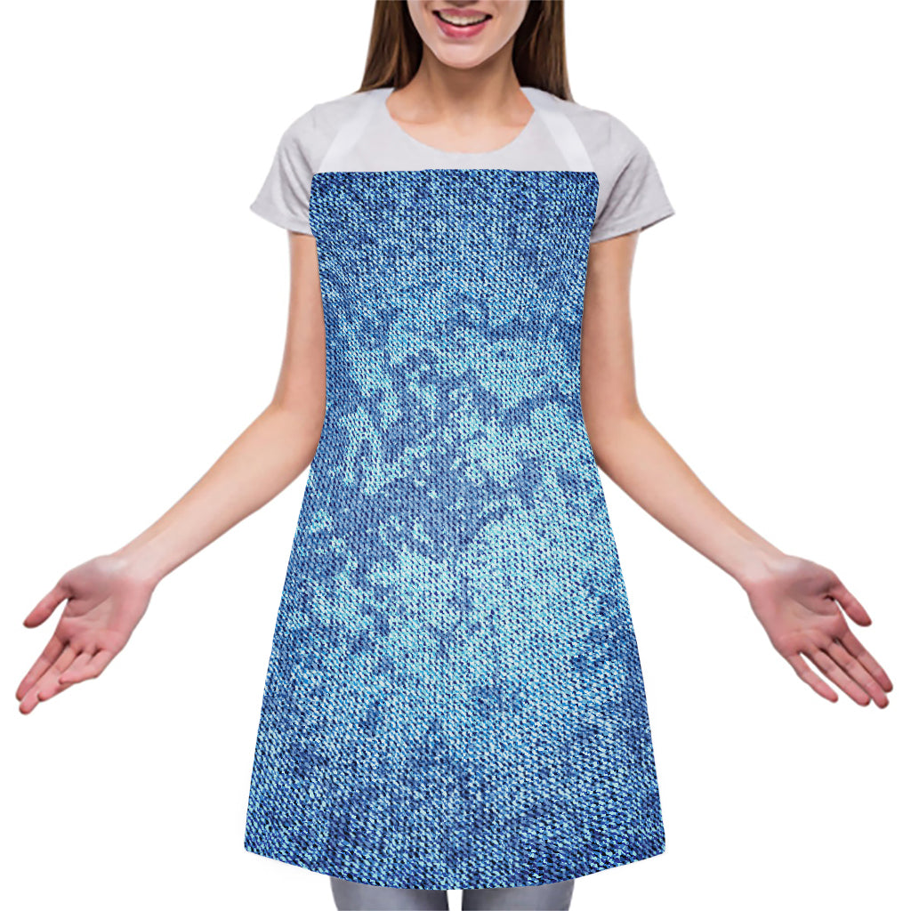 Acid Wash Denim Jeans Pattern Print Adjustable Apron