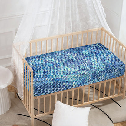 Acid Wash Denim Jeans Pattern Print Baby Crib Sheet