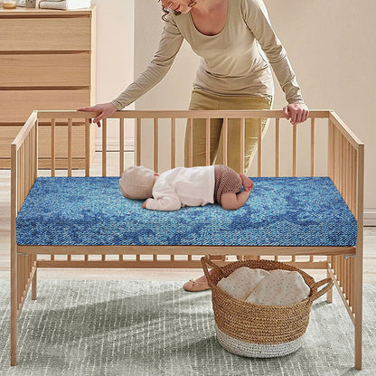 Acid Wash Denim Jeans Pattern Print Baby Crib Sheet