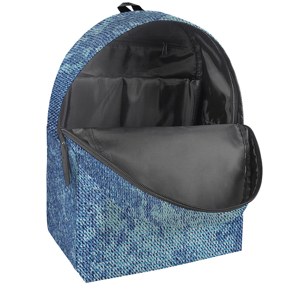 Acid Wash Denim Jeans Pattern Print Backpack