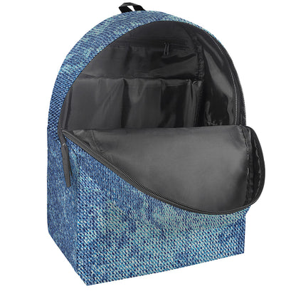 Acid Wash Denim Jeans Pattern Print Backpack